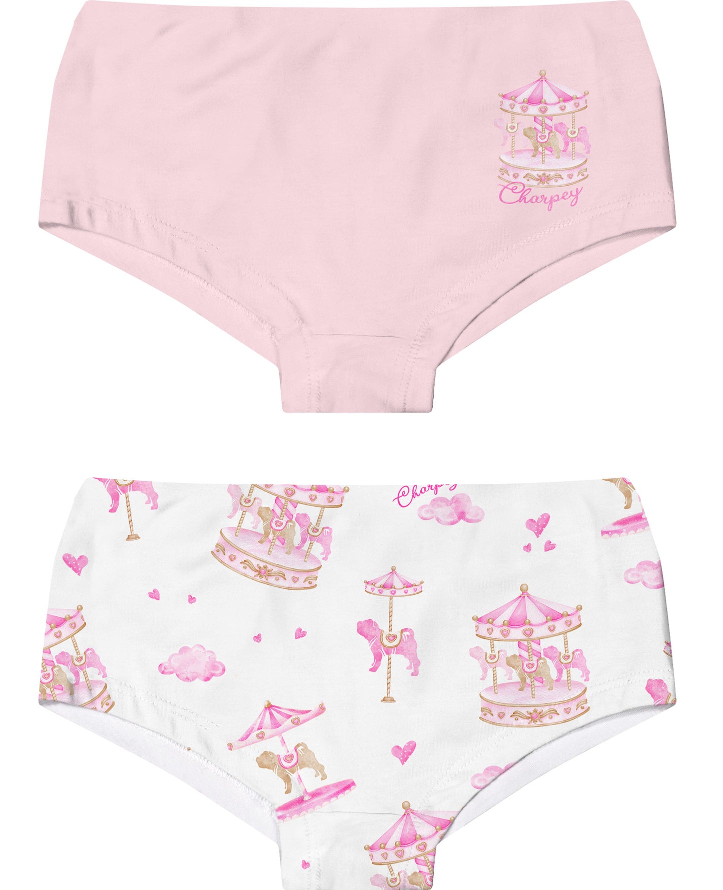 Kit Calcinhas Infantis Rosa e Princess - Charpey