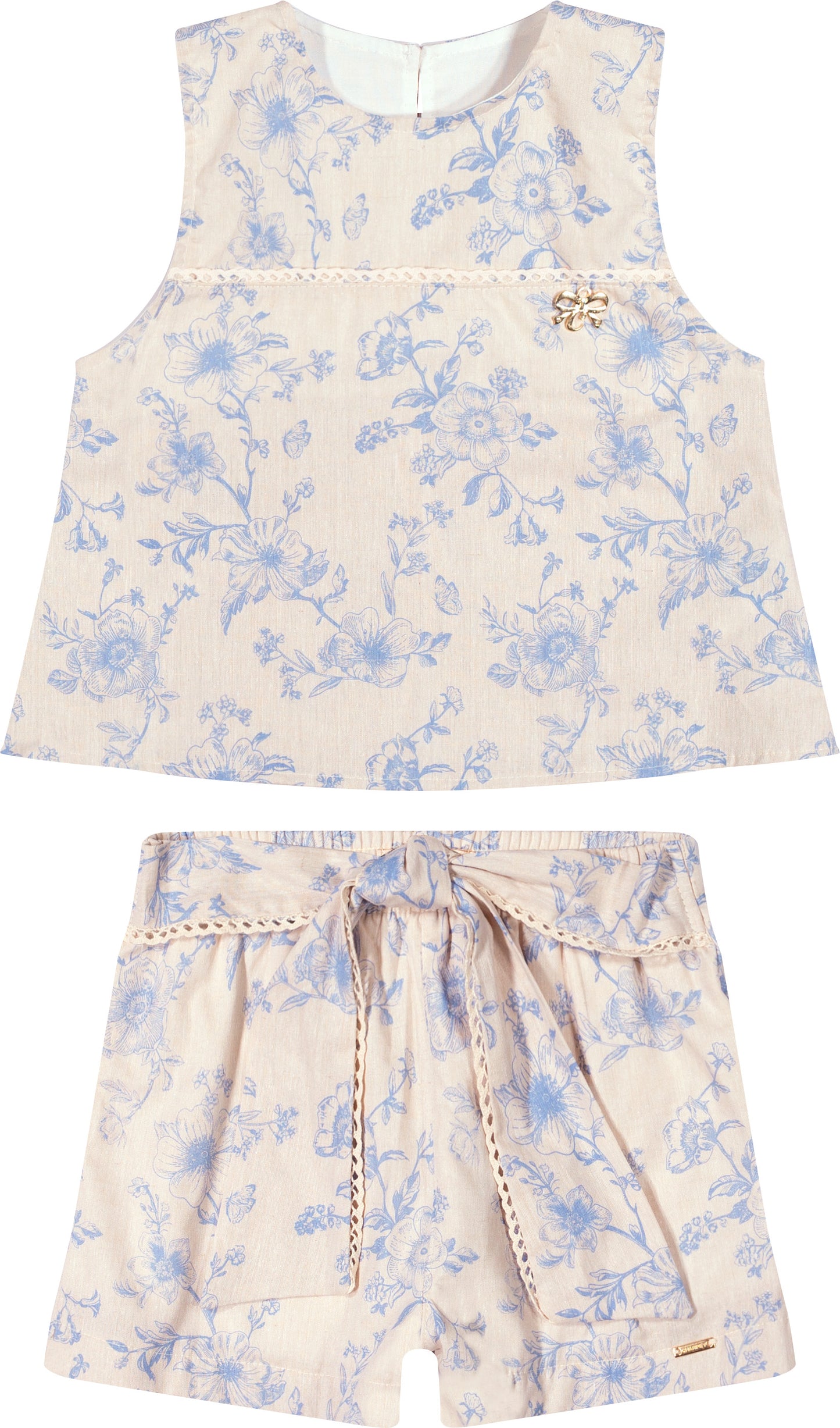Conjunto Infantil Blusa e Shorts Algodão Toile Du Jour Azul - Charpey