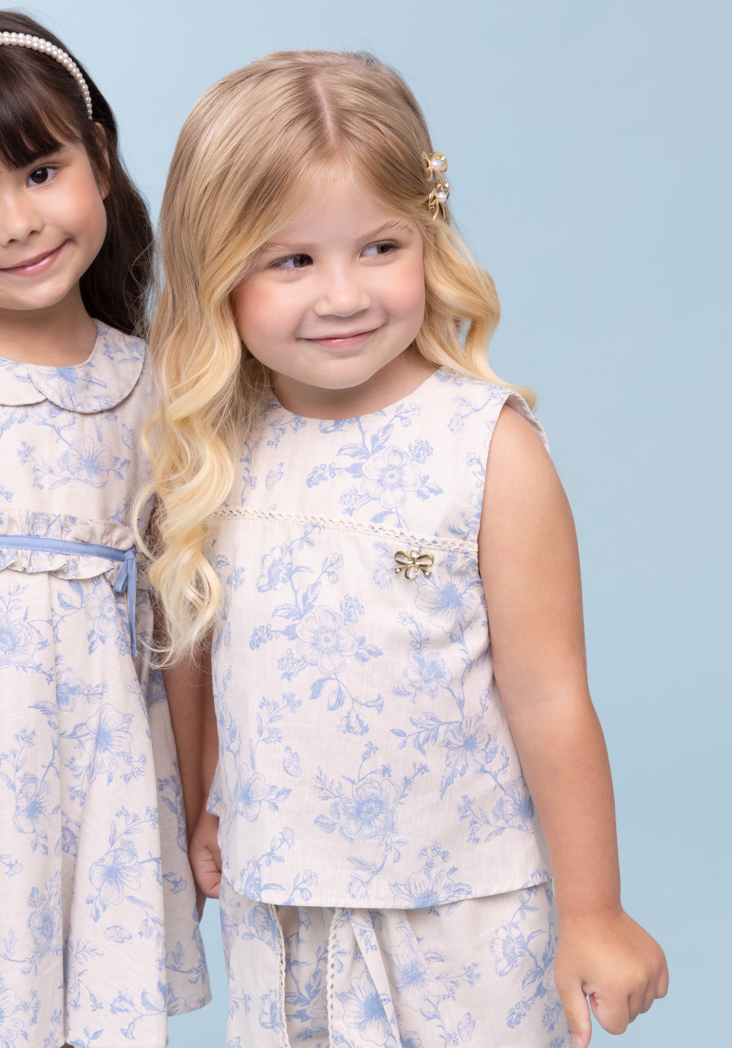 Conjunto Infantil Blusa e Shorts Algodão Toile Du Jour Azul - Charpey