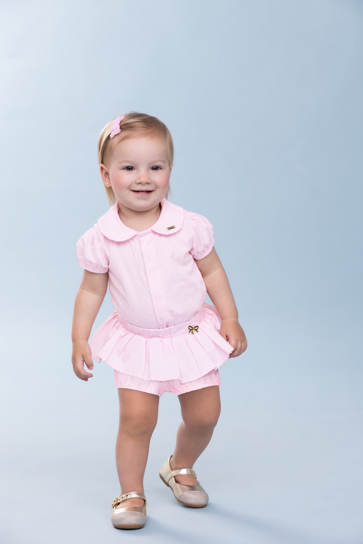 Conjunto Bebê Body e Shorts Algodão Aplicações Strass - Charpey