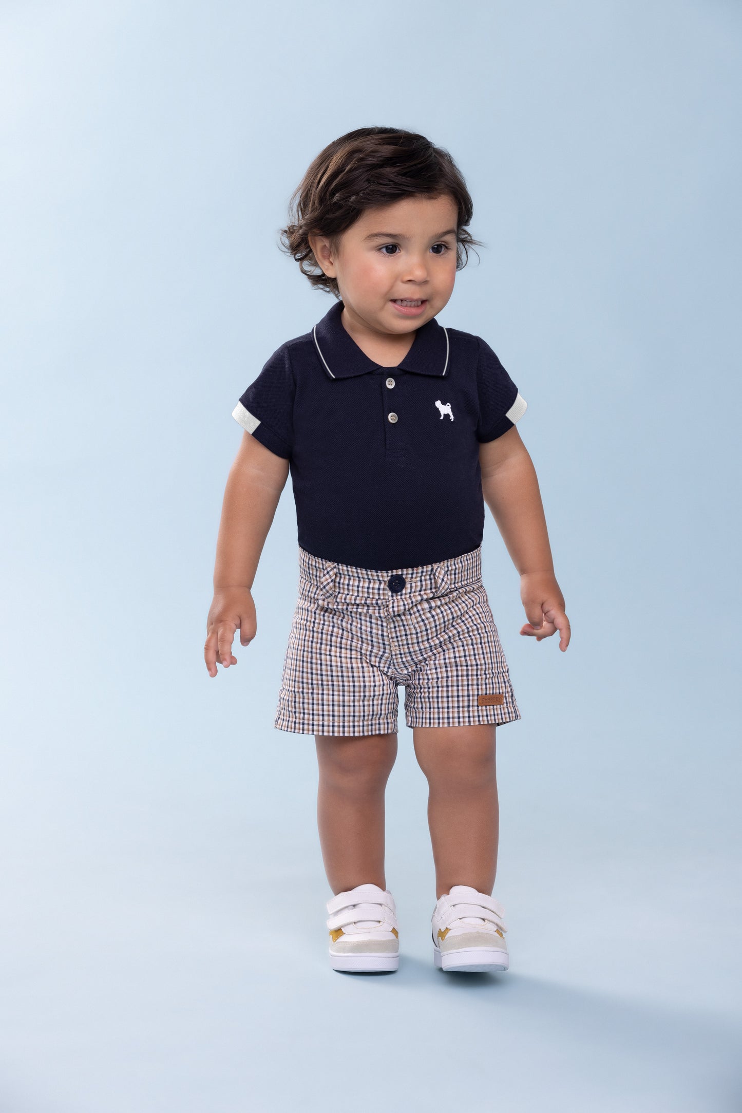 Conjunto Bebê Body Polo Marinho e Bermuda - Charpey