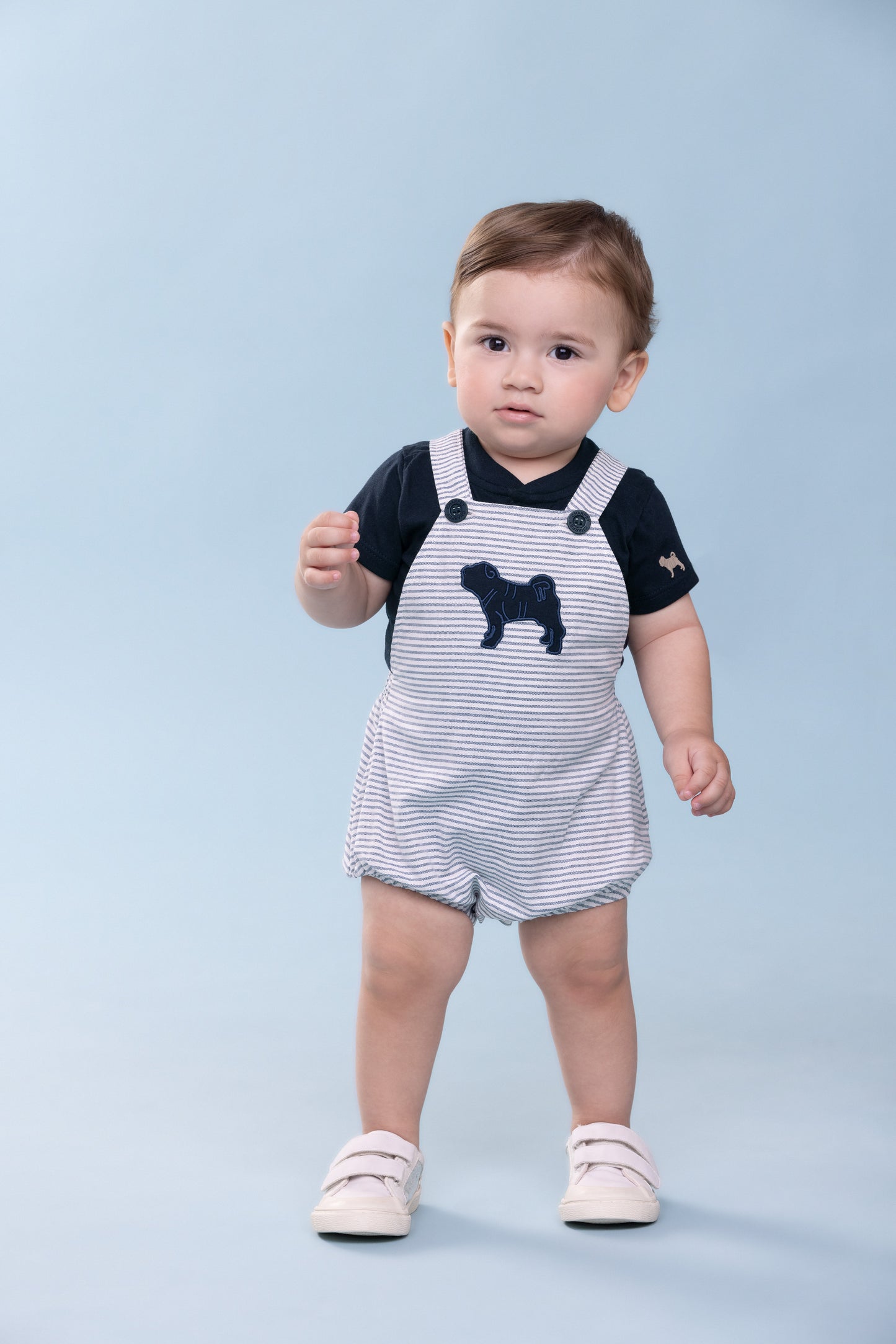 Conjunto Bebê Body Camisa com Macacão Marinho - Charpey