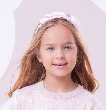 Arquinho Infantil Laço Triplo Veludo Rosa - Pituchinhus PRÉ-VENDA