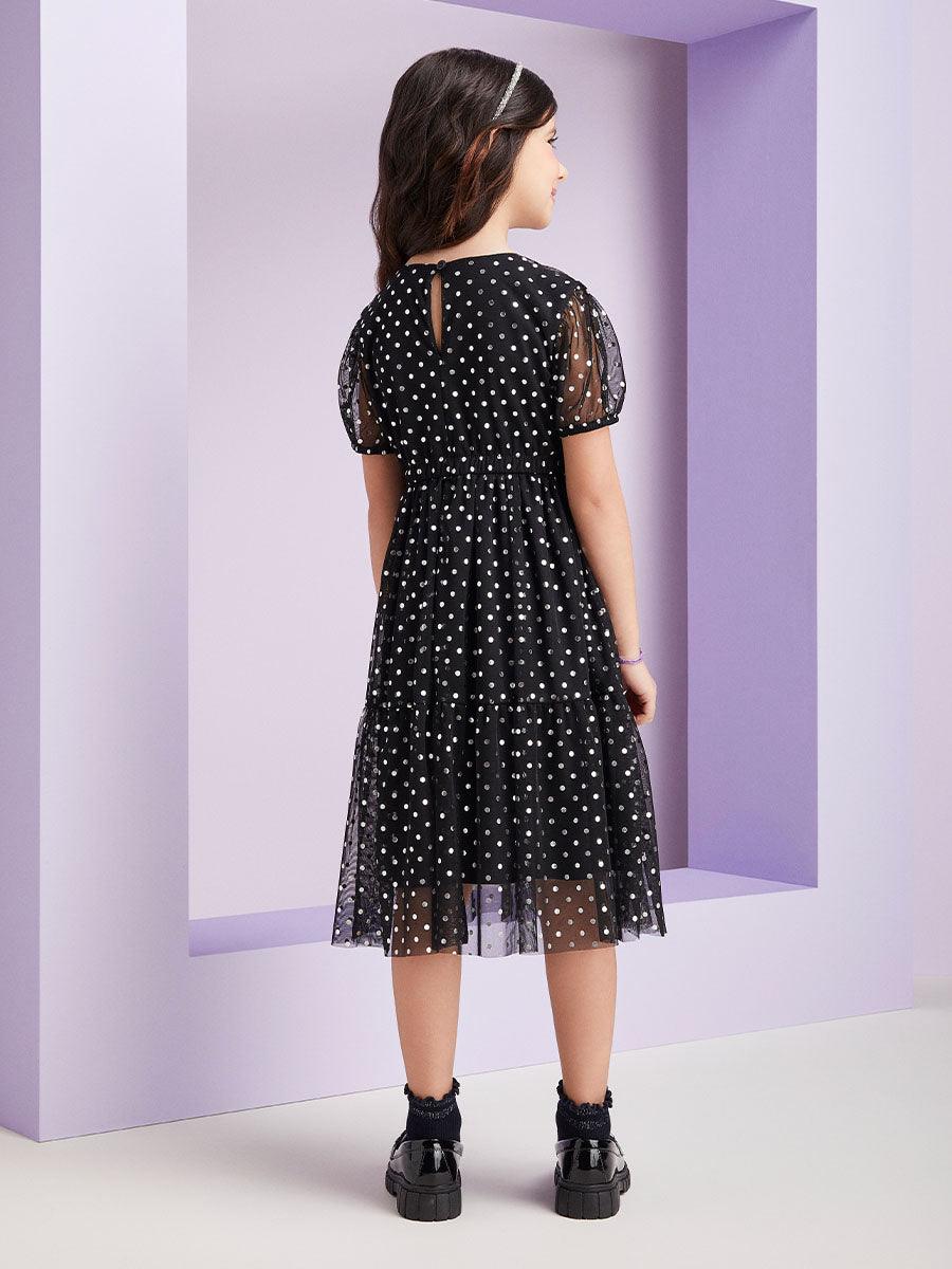 Vestido de Tule Poá Metalizado Momi - Gracia