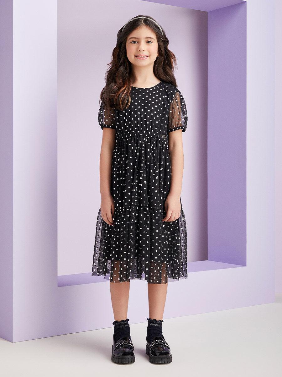Vestido de Tule Poá Metalizado Momi - Gracia