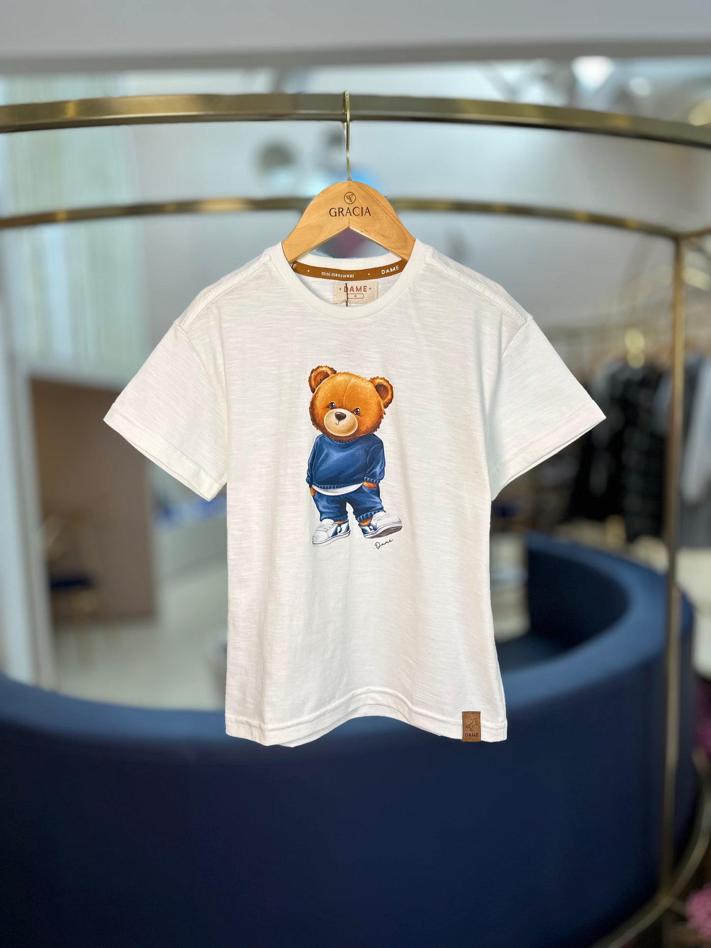 Camiseta Infantil Tedy Hoodie Off White - Dame