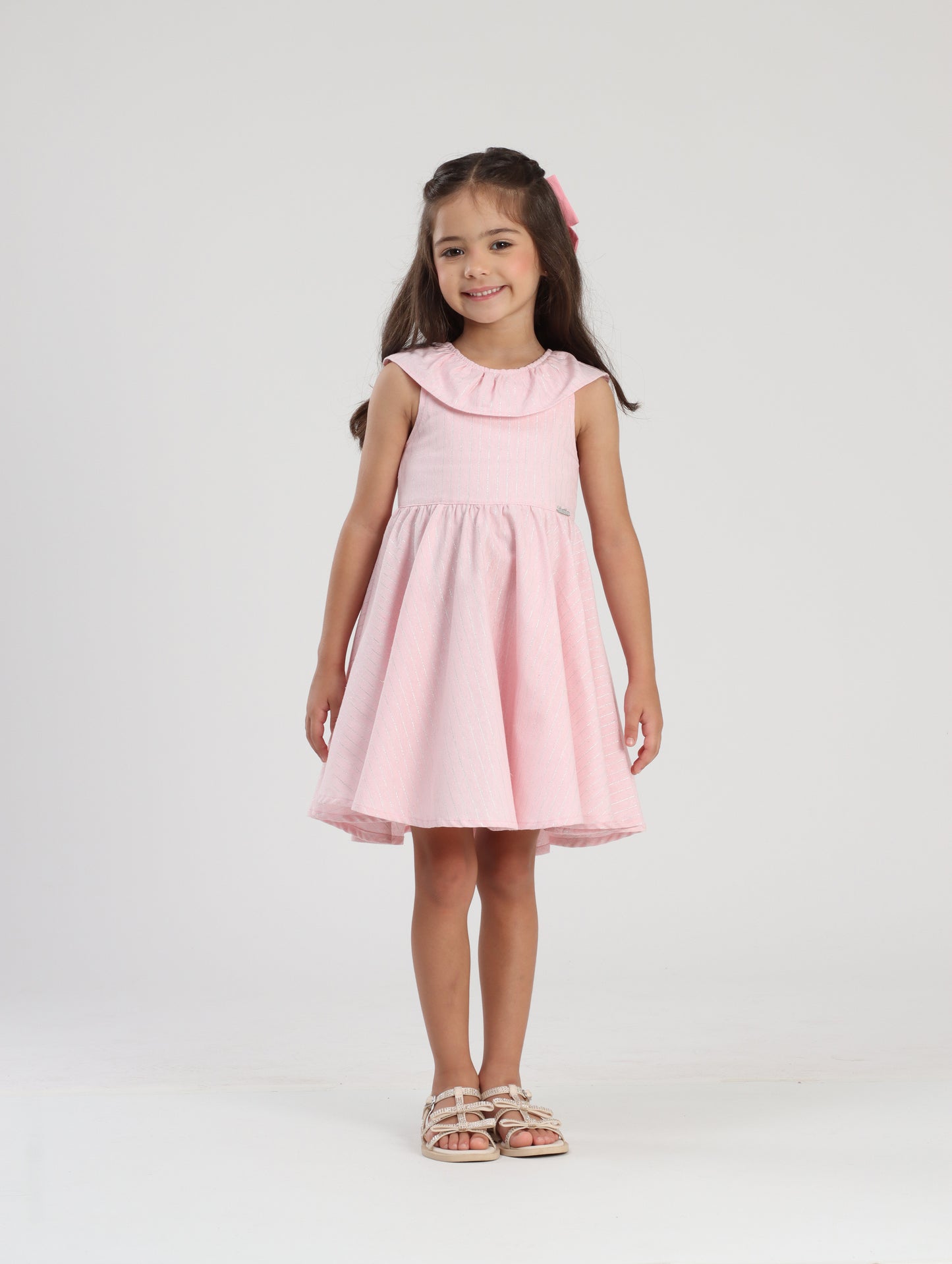 Vestido Infantil Rodado com Golinha Rosa - Luluzinha