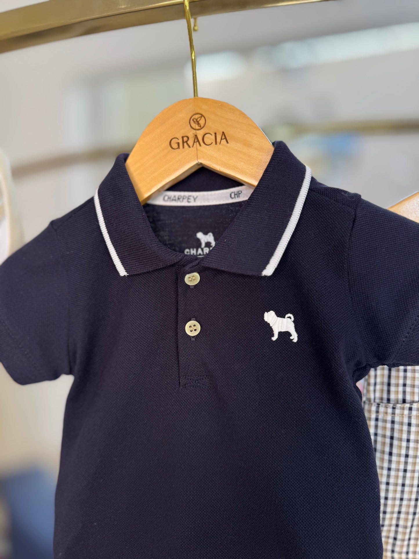 Conjunto Bebê Body Polo Marinho e Bermuda - Charpey