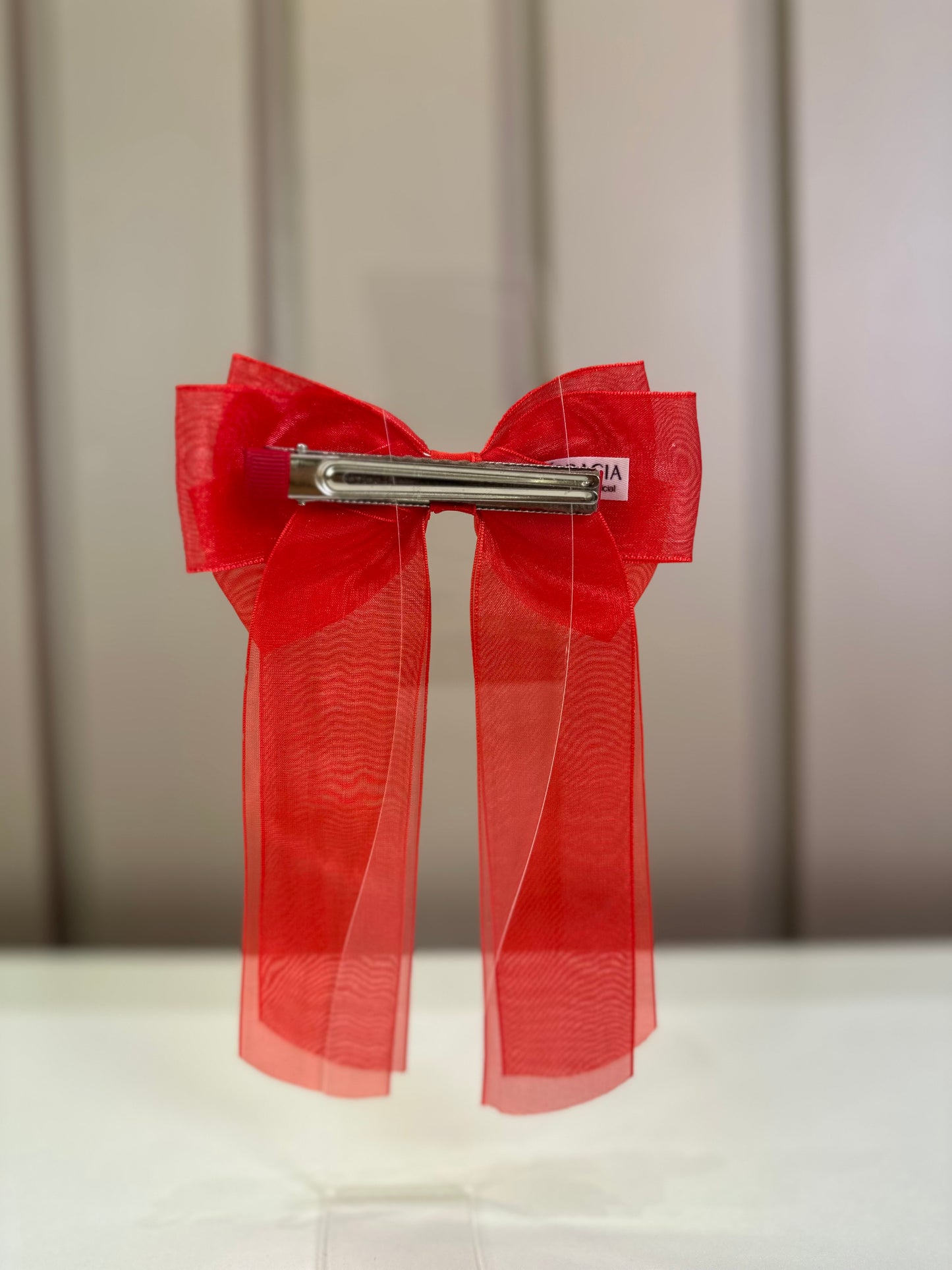 Laço Infantil Special Alongado All Organza Vermelho - Gracia PRÉ-VENDA