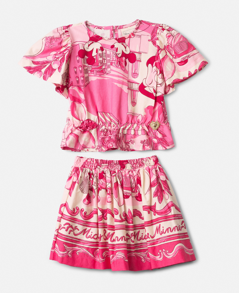 Conjunto Infantil Blusa Minnie Mundo e Saia Minnie - Animê