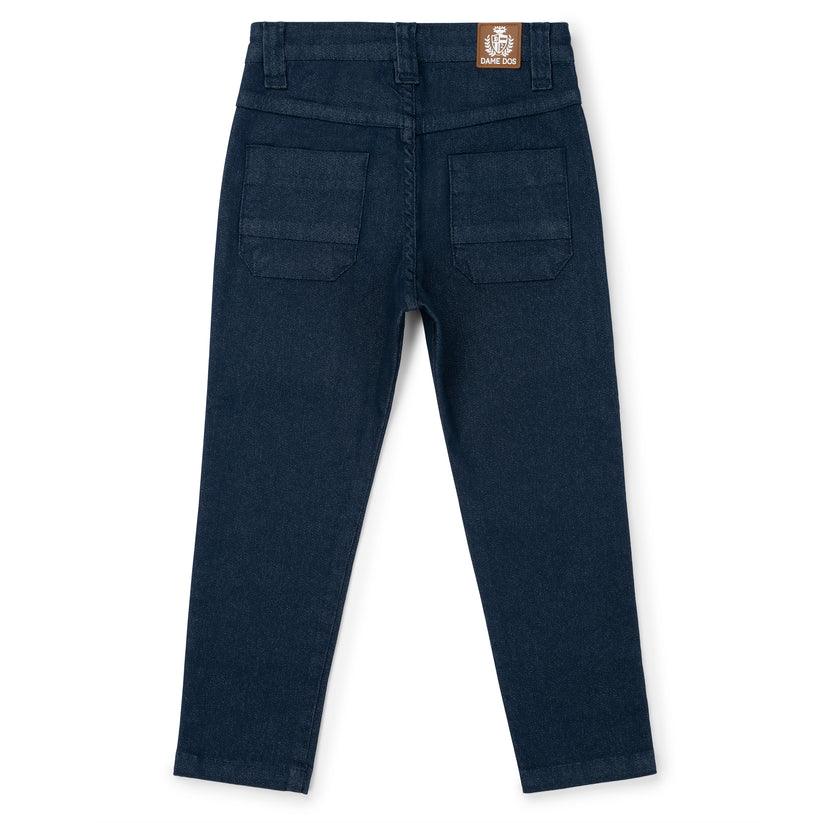 Conjunto Infantil Camisa de linho marinho e Calça social skinny de sarja - Dame