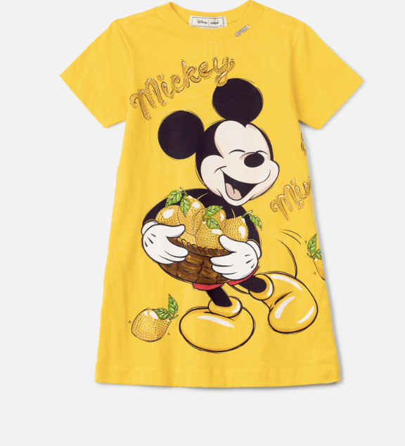 Vestido Infantil Disney Amarelo Mickey e Minnie Limões - Animê