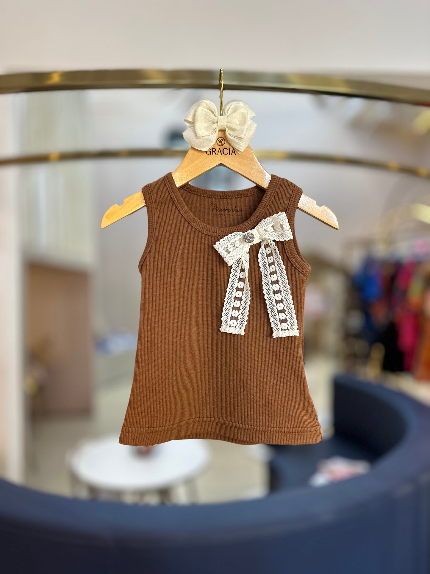 Conjunto Infantil Conceito Blusa Laço Renda e Saia Midi Tule Babados - Pituchinhus