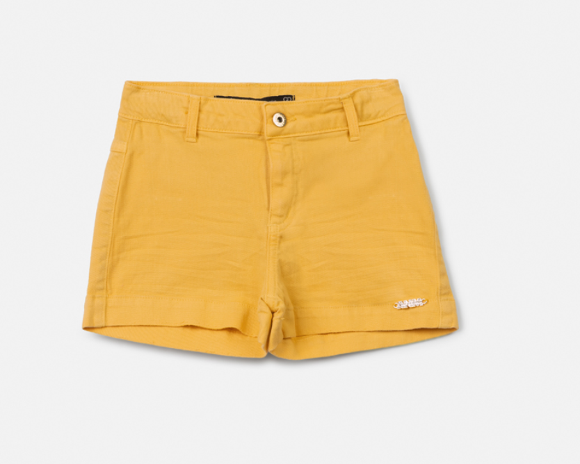 Conjunto Infantil Blusa Limão Aplique Pedras Shorts Sarja Amarelo - Animê