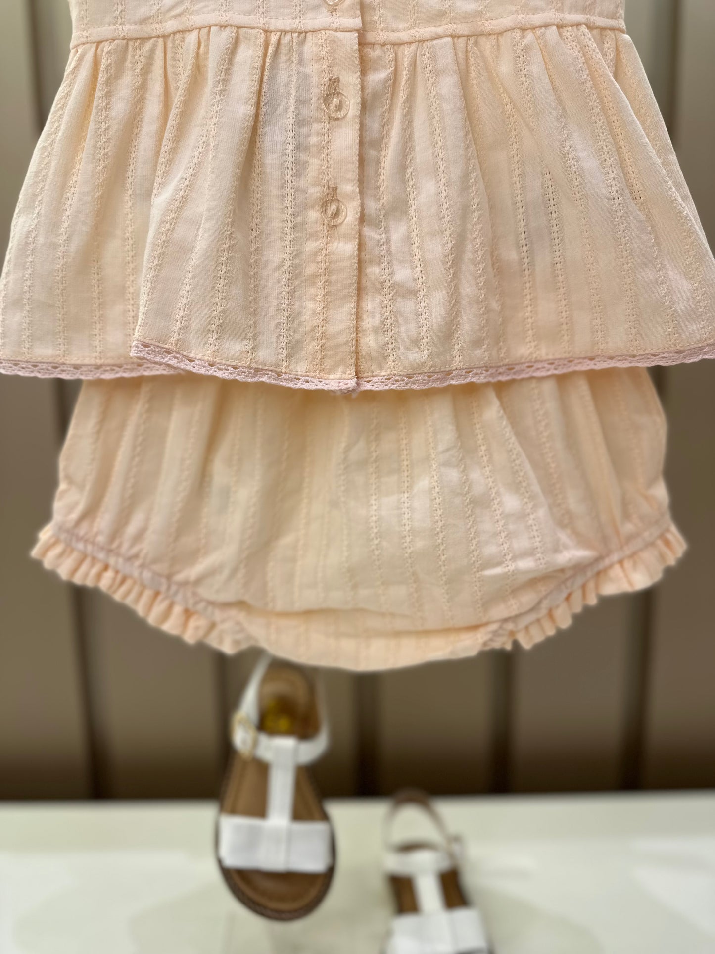 Conjunto Bebê Bata Golinha Bordados e Calcinha - Petit Cherie