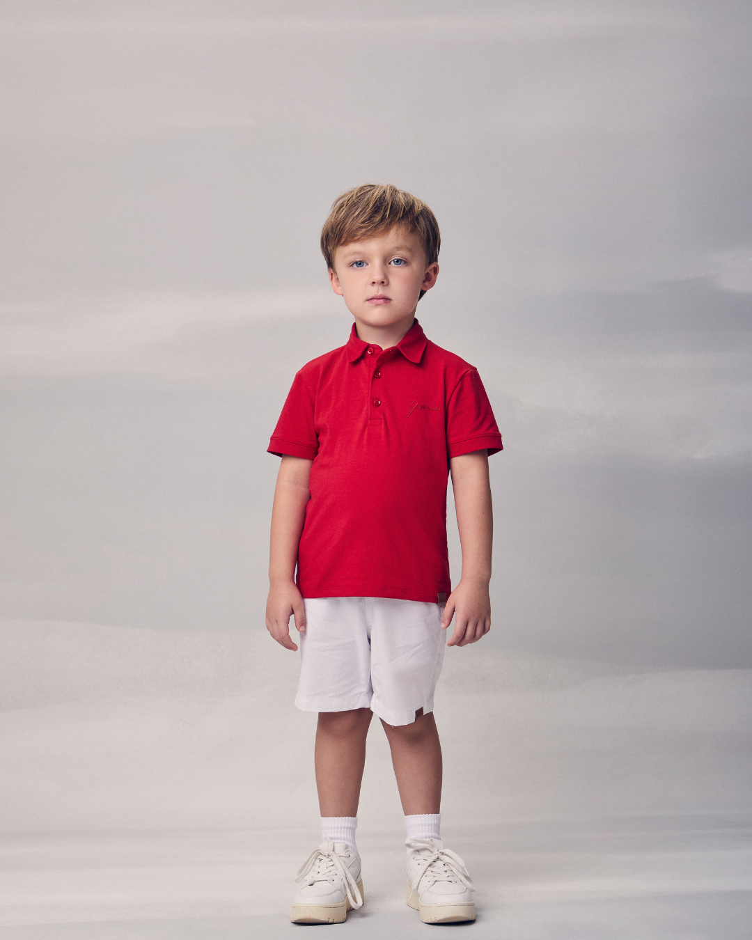 Conjunto Infantil Camiseta Polo e Bermuda Off White - Youccie