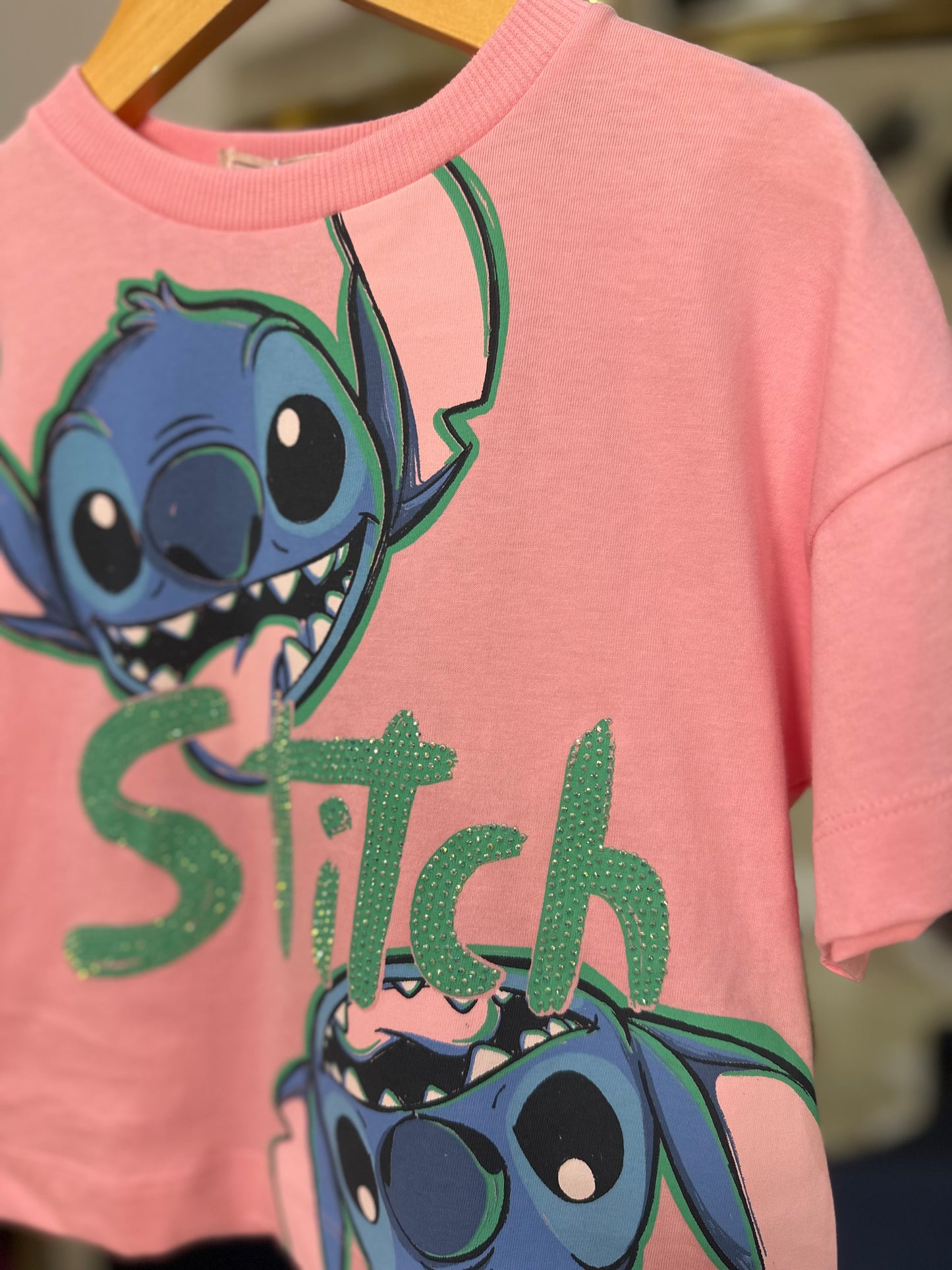 Conjunto Infantil Stitch Tshirt e Shorts-saia Jeans - Animê