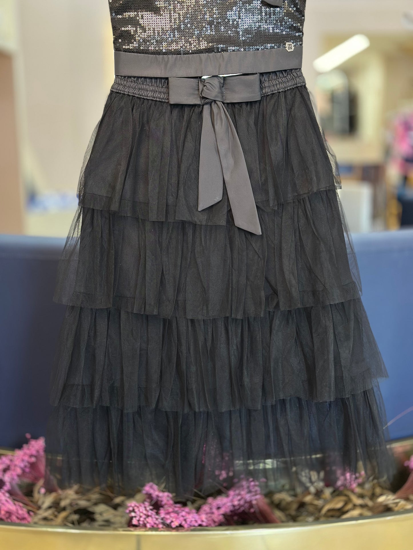 Conjunto Teen Blusa Paetê e Saia Midi Camadas de Tule - Two In