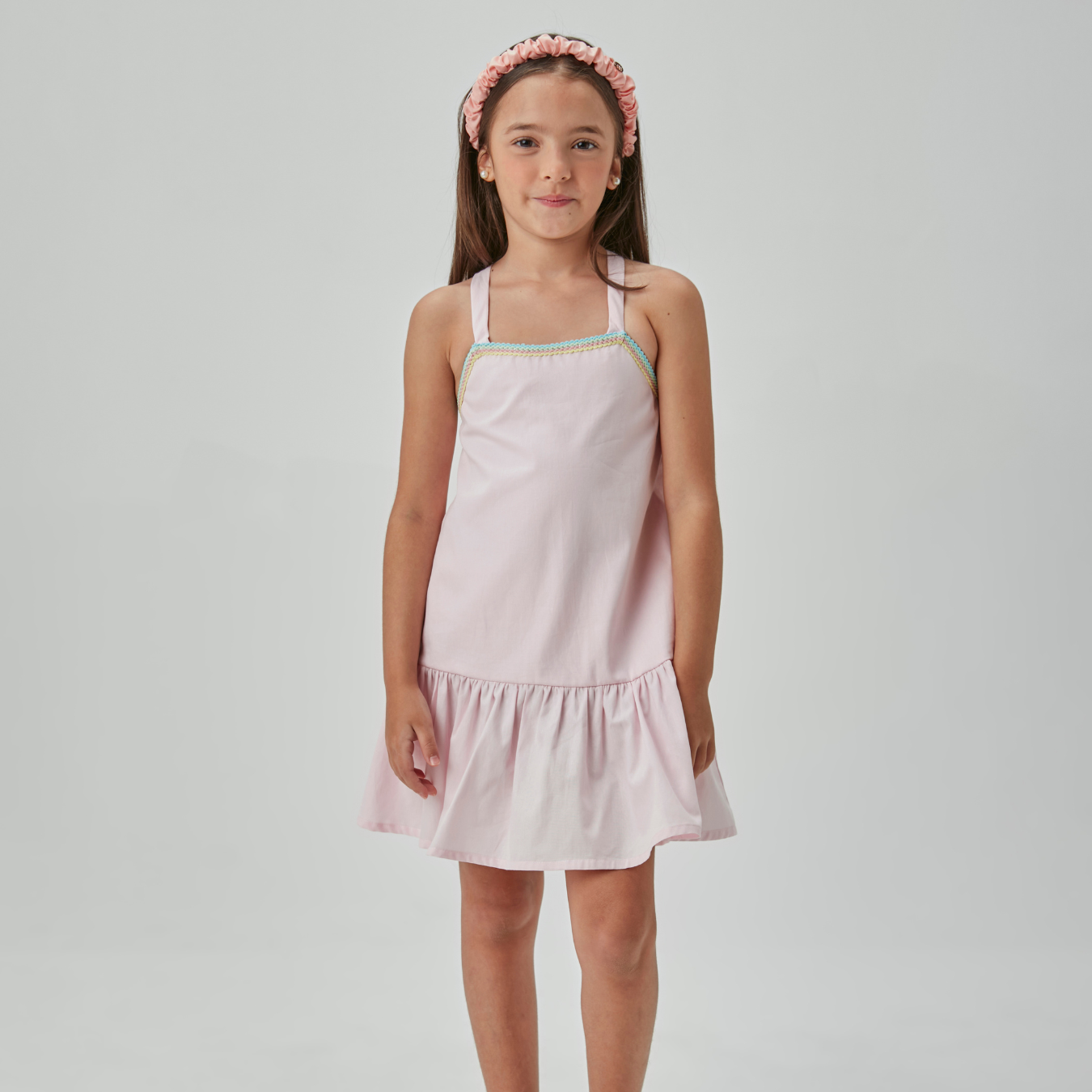 Vestido Infantil Algodão Jumper Rosa Claro - Beabá PRÉ-VENDA
