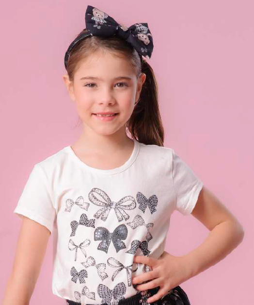 Blusa Infantil de Algodão Multi-Laços e Cristais - Pituchinhus