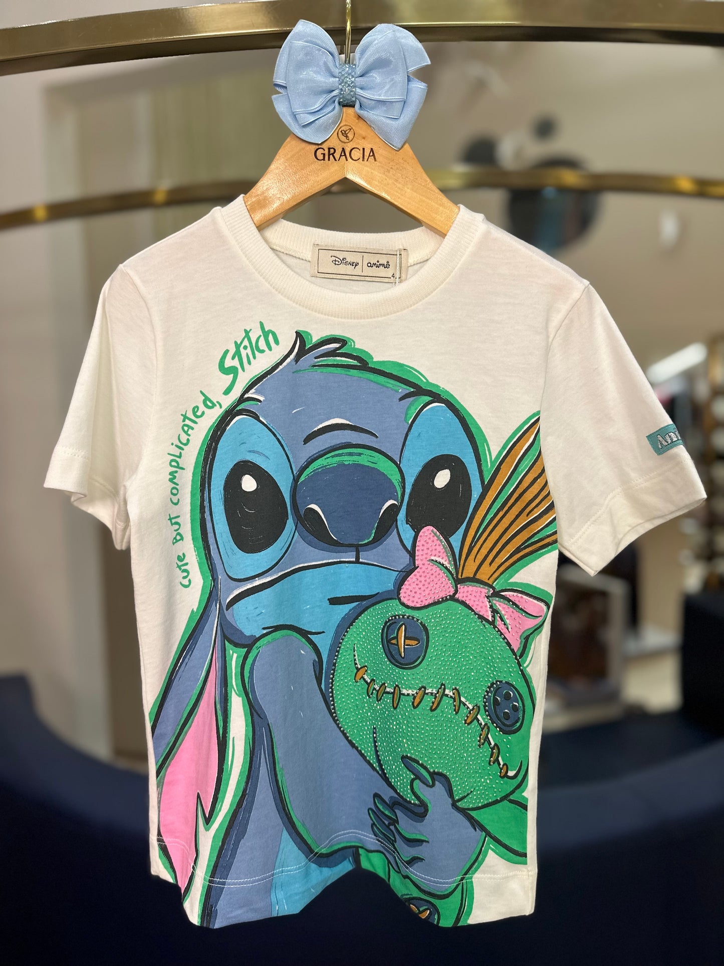 Conjunto Infantil Stitch e Xepa Blusa e Saia Metalizada - Animê