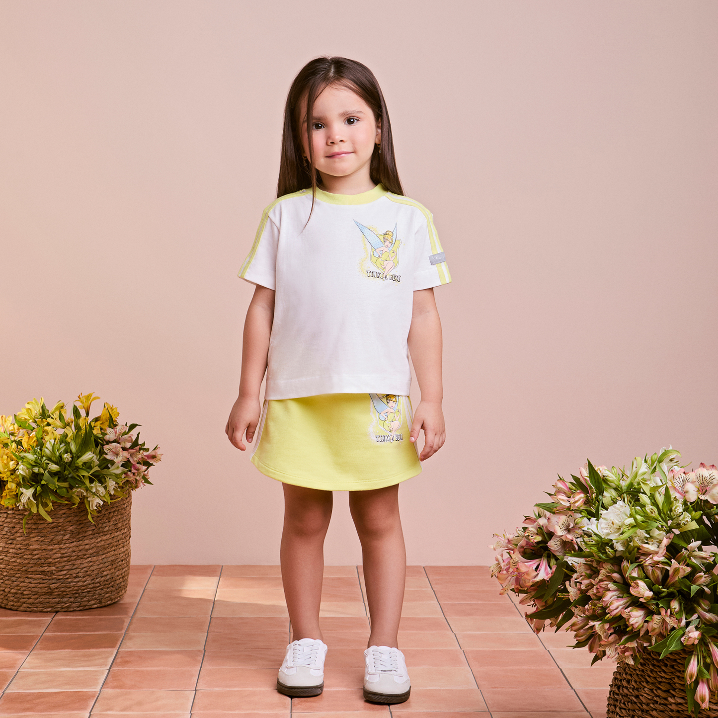 Conjunto Infantil Blusa Tinker Bell e Shorts-Saia Verde Melão - Animê
