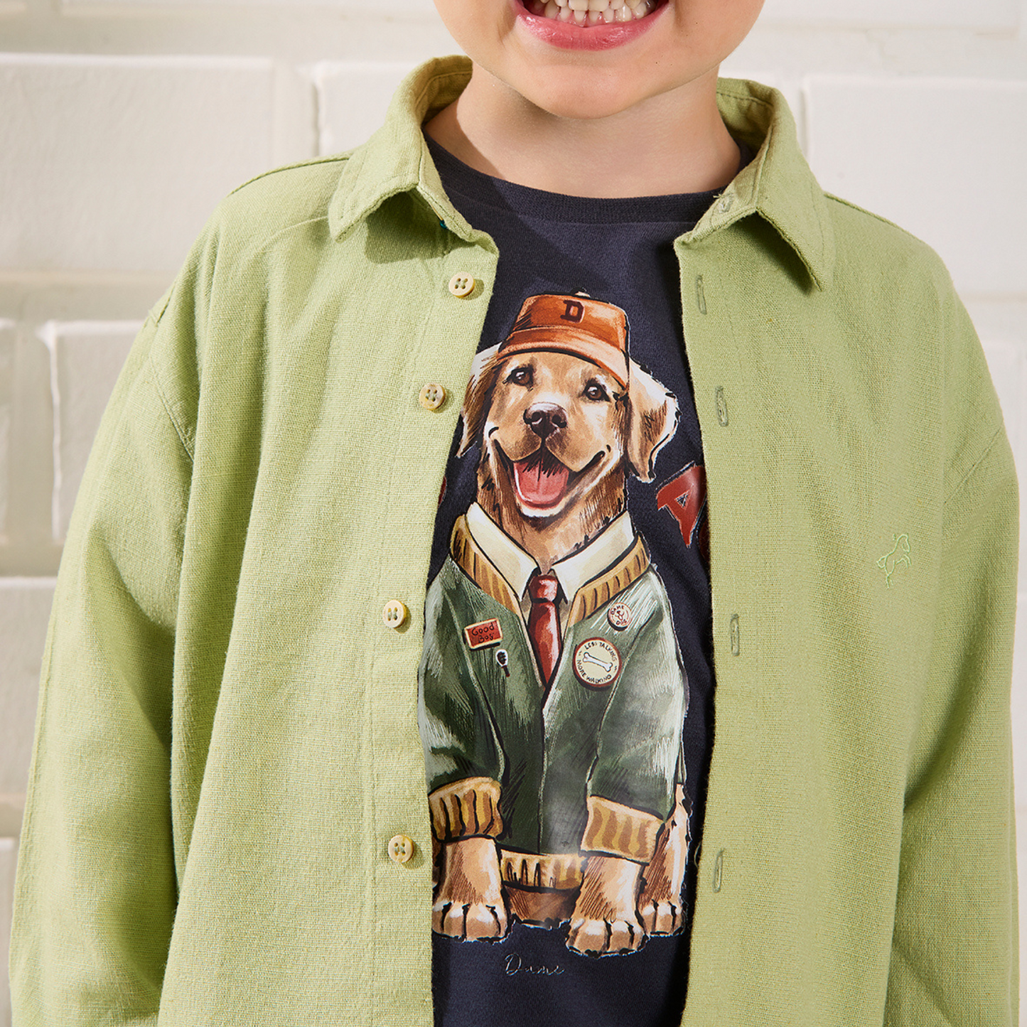 Conjunto Infantil Camiseta Golden Grafite e Bermuda Moletom Algodão Recortes Eucalipto - Dame PRÉ-VENDA