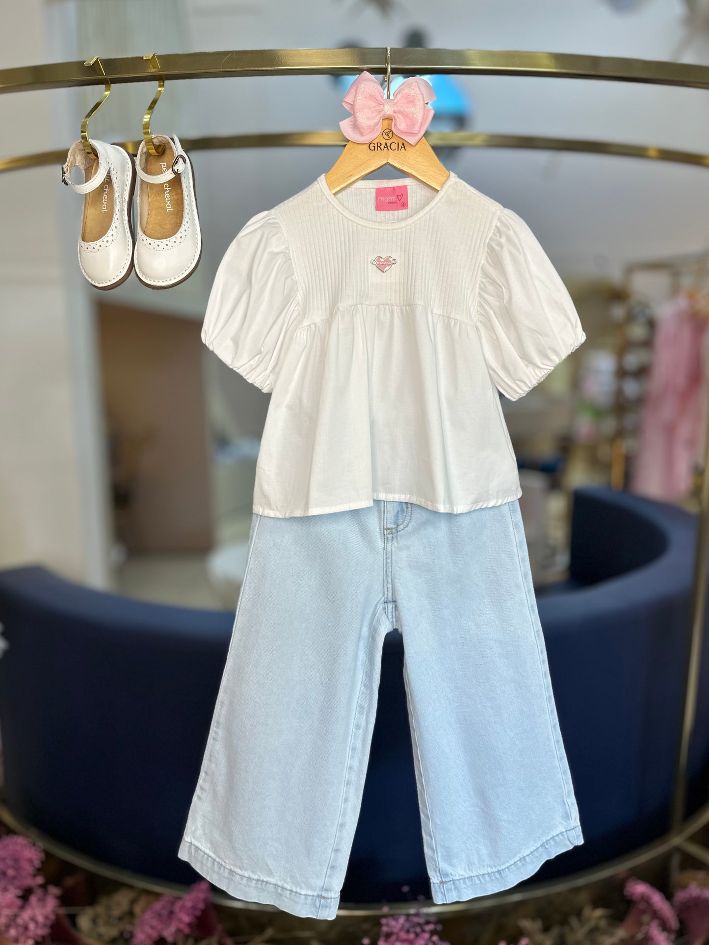 Blusa Infantil Mangas Balonê Off - Momi