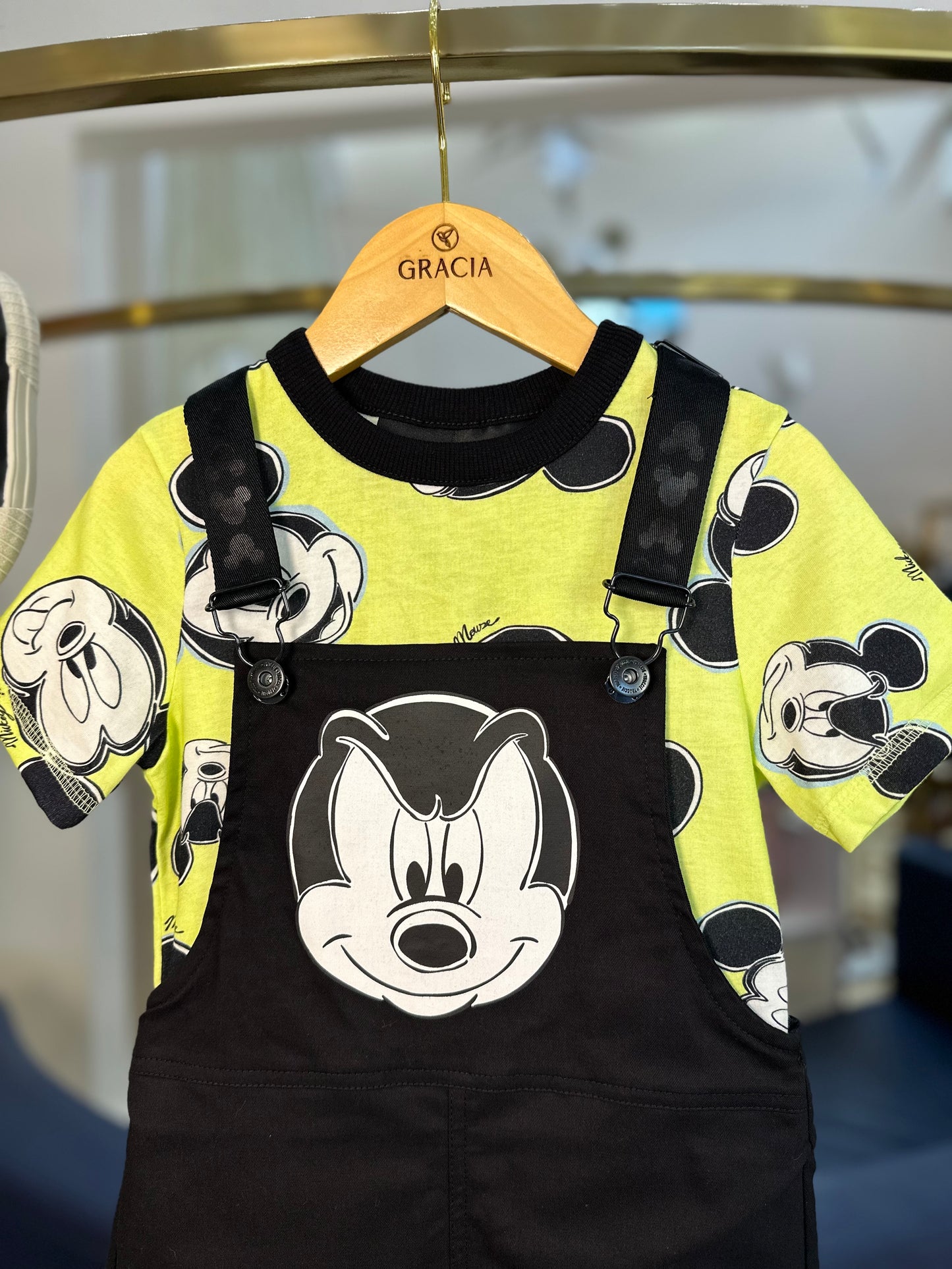 Conjunto Infantil Jardineira e T-Shirt Mickey Emoções - Youccie