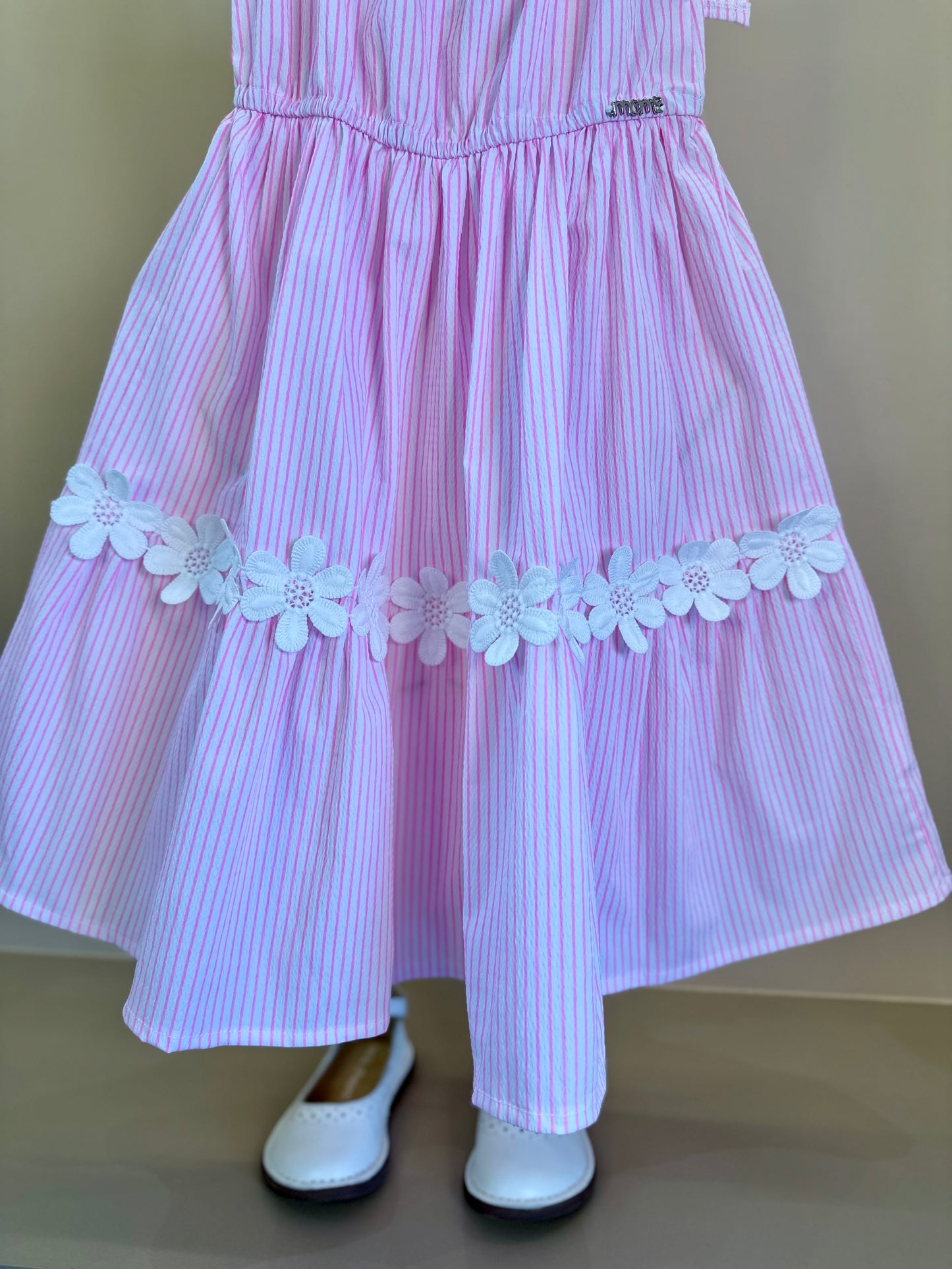Vestido Infantil Anarruga Bordado Flores - Momi