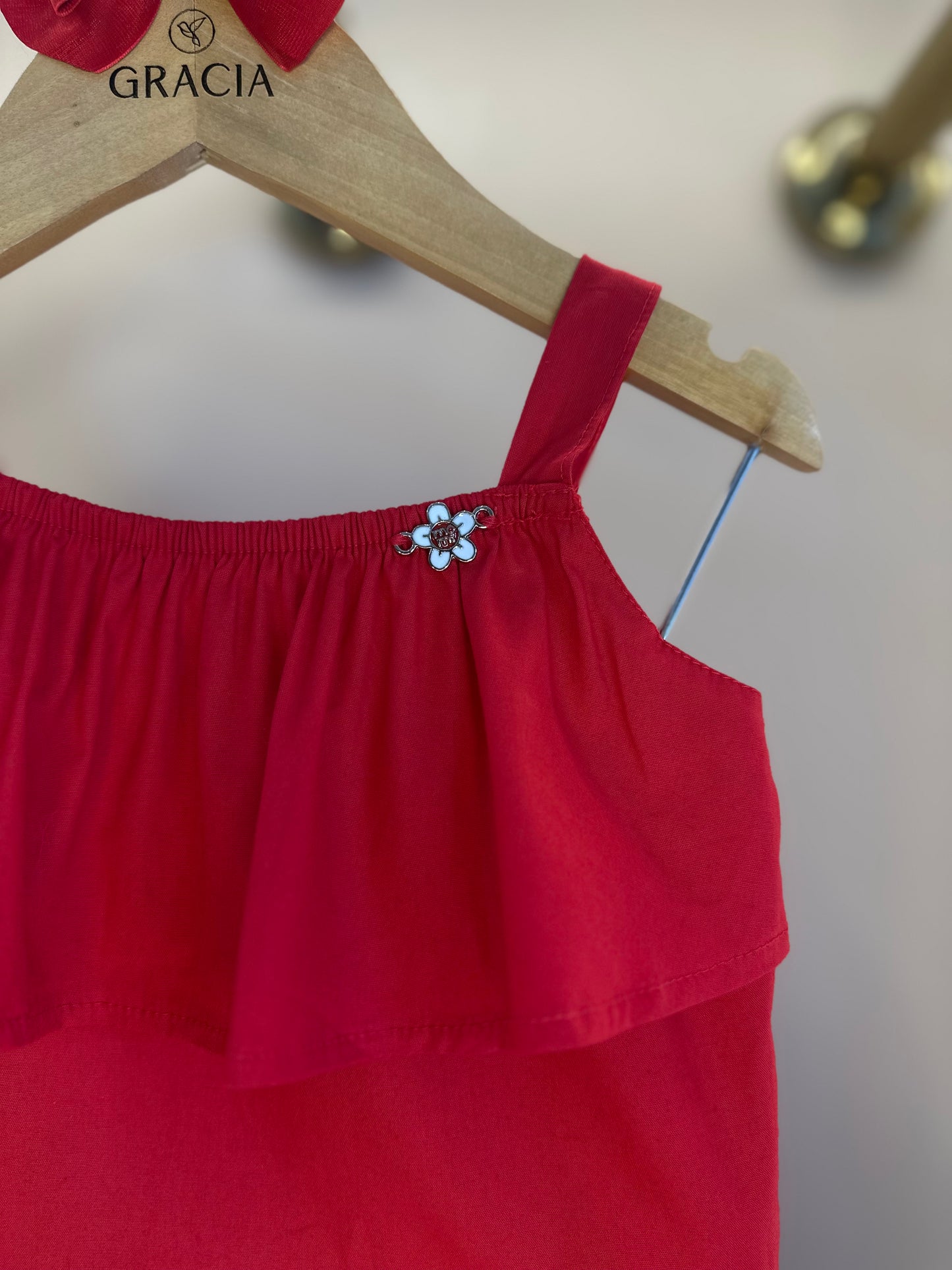 Conjunto Infantil Blusa Babados Mini Joia e Saia Flores - Momi