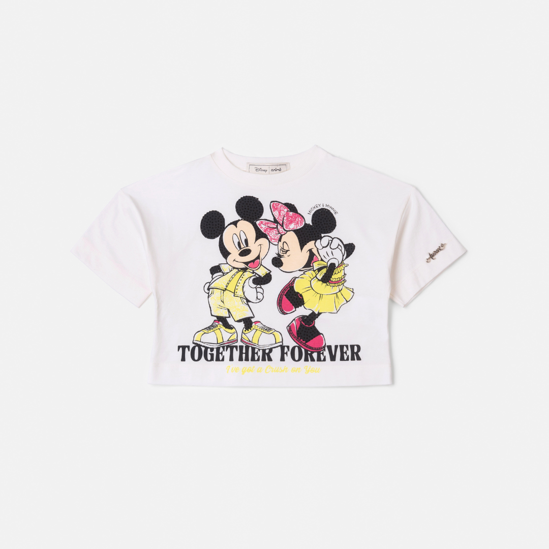 Conjunto Infantil Blusa Mickey e Minnie e Shorts Pink Neon - Animê