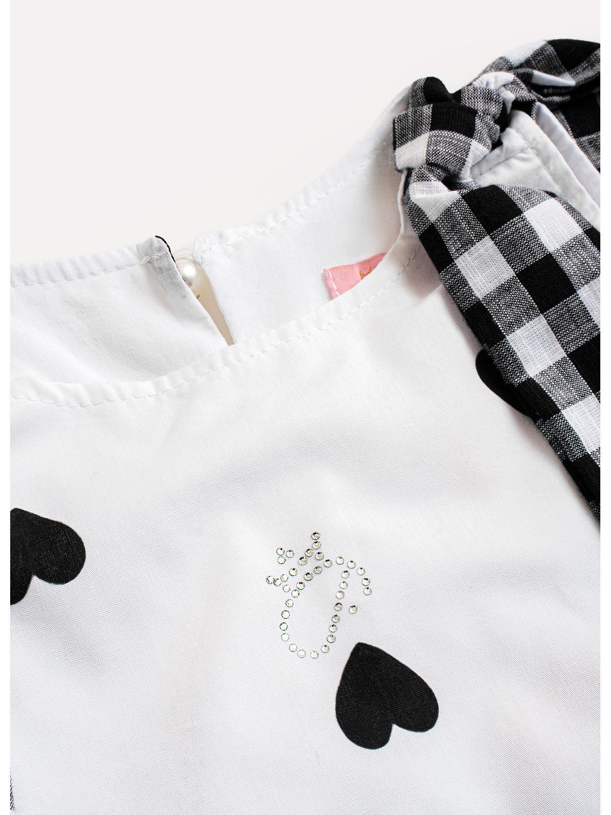 Blusa com Laço Corações & Xadrez Pituchinhus - Gracia