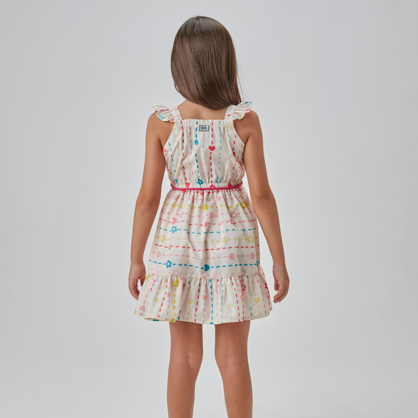 Vestido Infantil Algodão Estampado Cintinho - Beabá PRÉ-VENDA