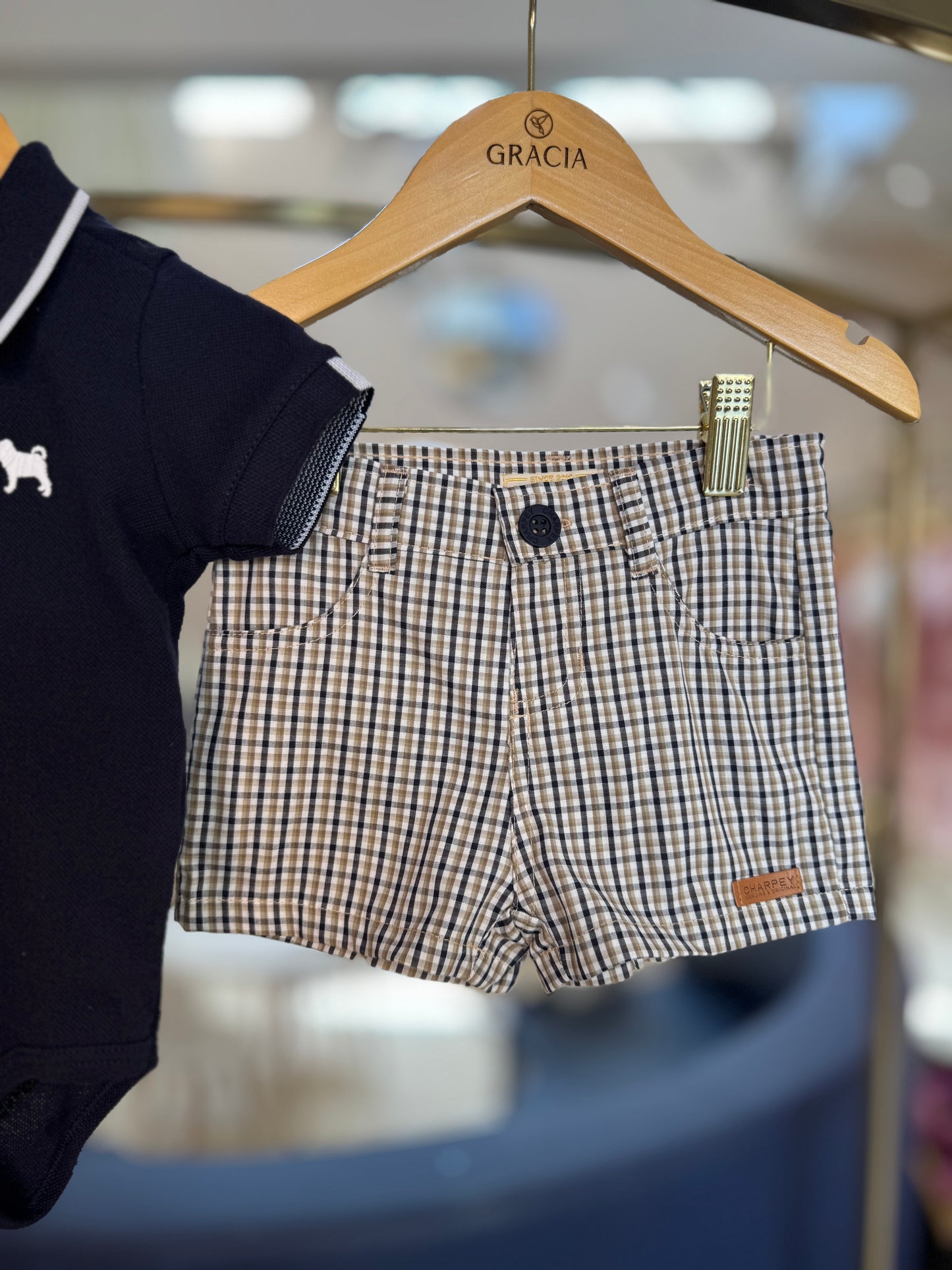 Conjunto Bebê Body Polo Marinho e Bermuda - Charpey