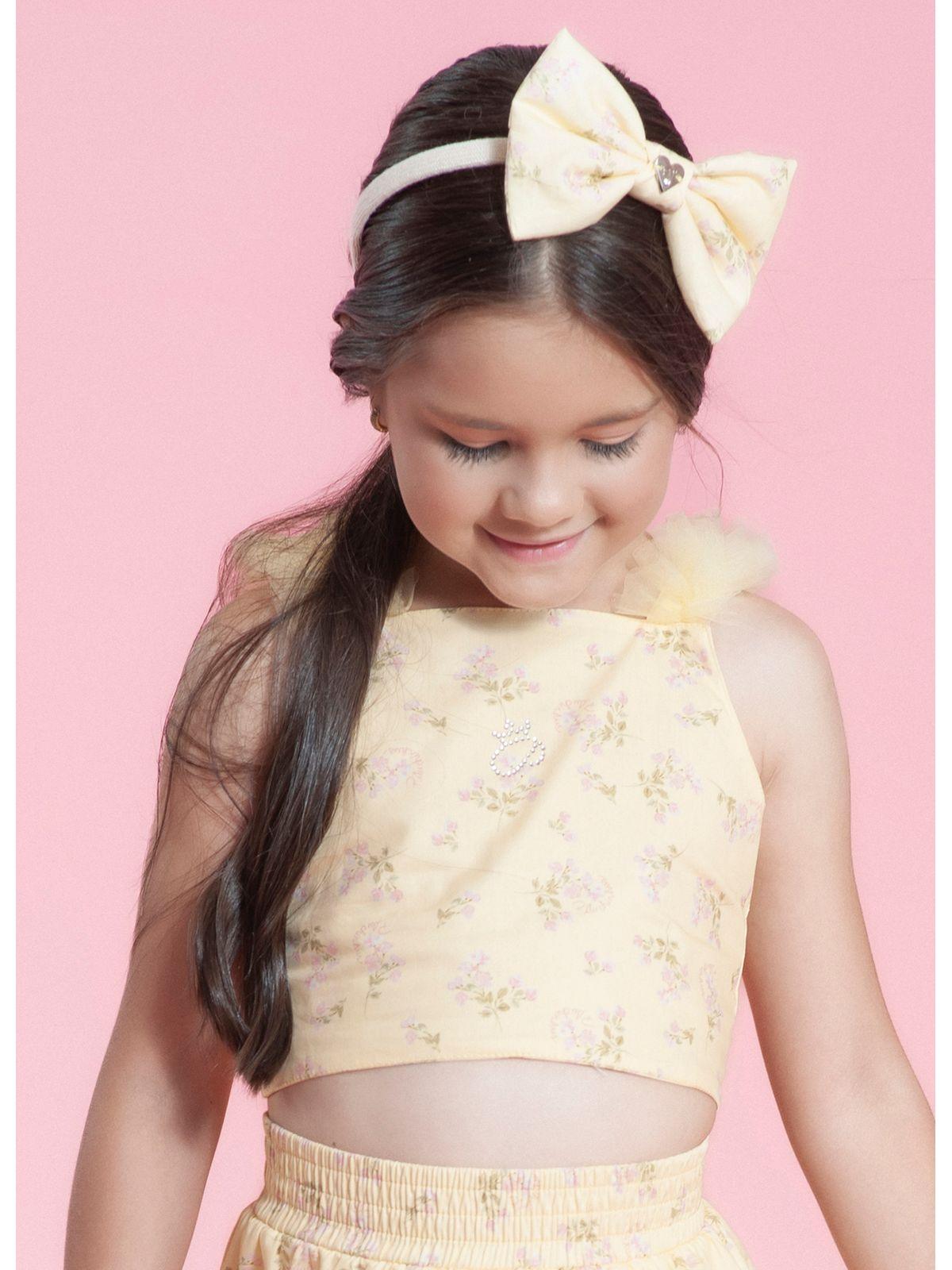 Blusa Cropped Flores Tule - Pituchinhus - Gracia