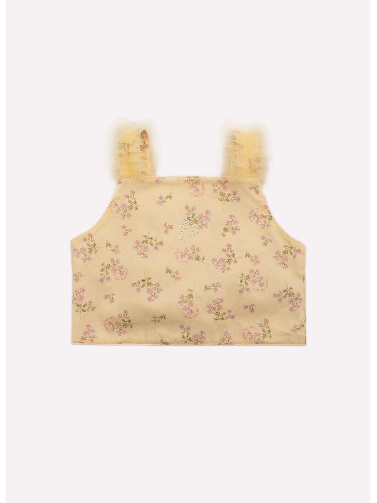 Blusa Cropped Flores Tule - Pituchinhus - Gracia