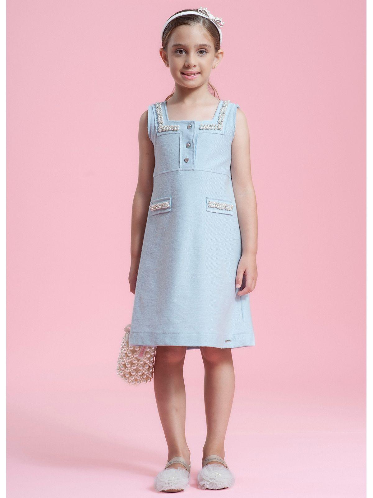 Vestido Bordados & Jóias Azul - Pituchinhus - Gracia