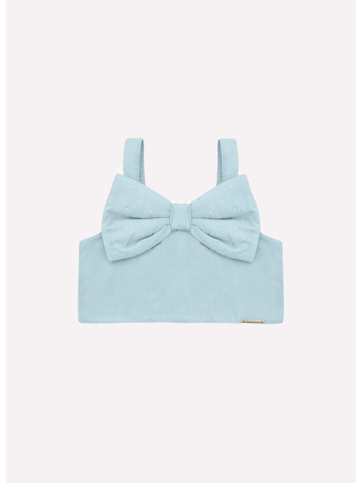 Blusa Cropped Maxi Laço Azul - Pituchinhus - Gracia