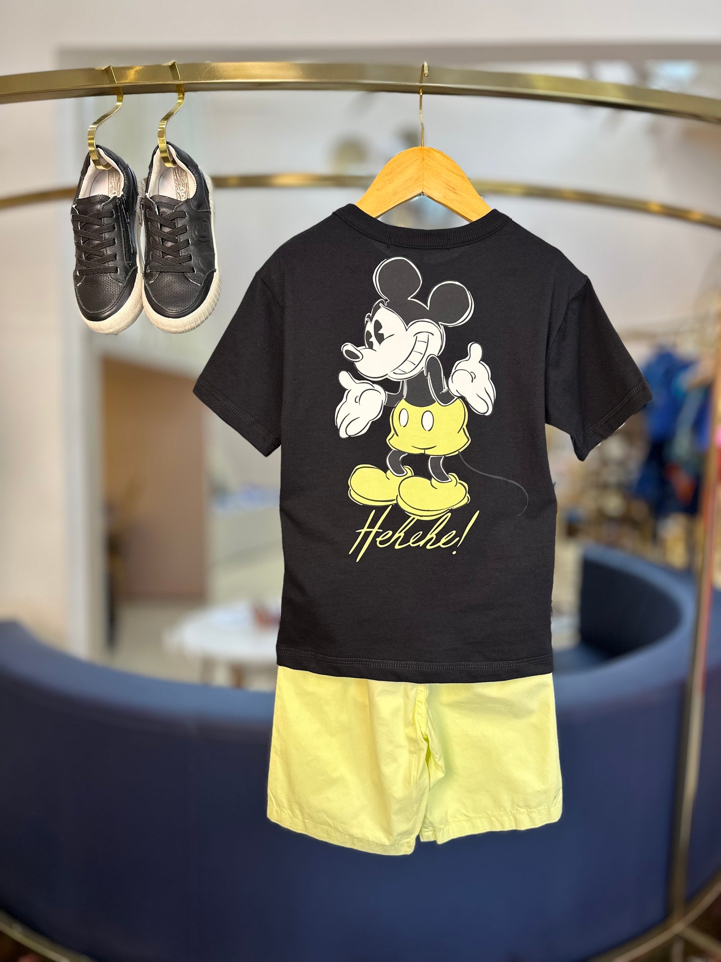 Conjunto Infantil T-Shirt Mickey e Bermuda Verde Melão - Youccie