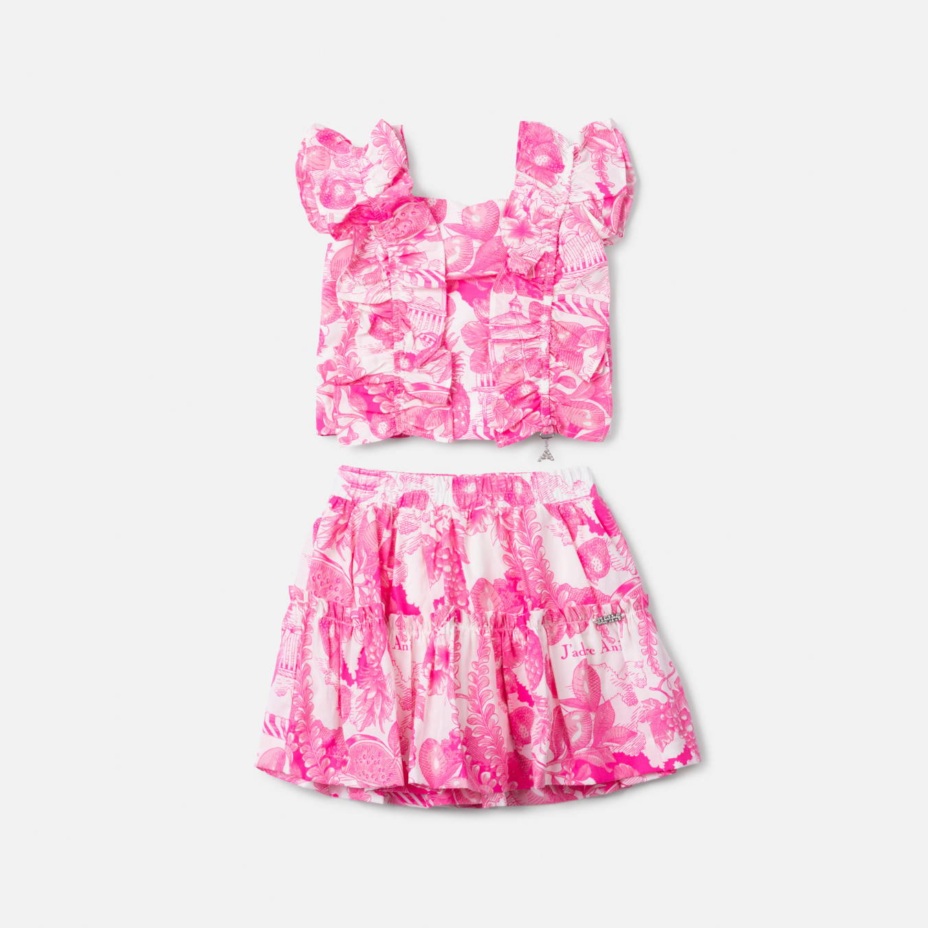 Conjunto Infantil Blusa e Saia Floral Pink - Animê