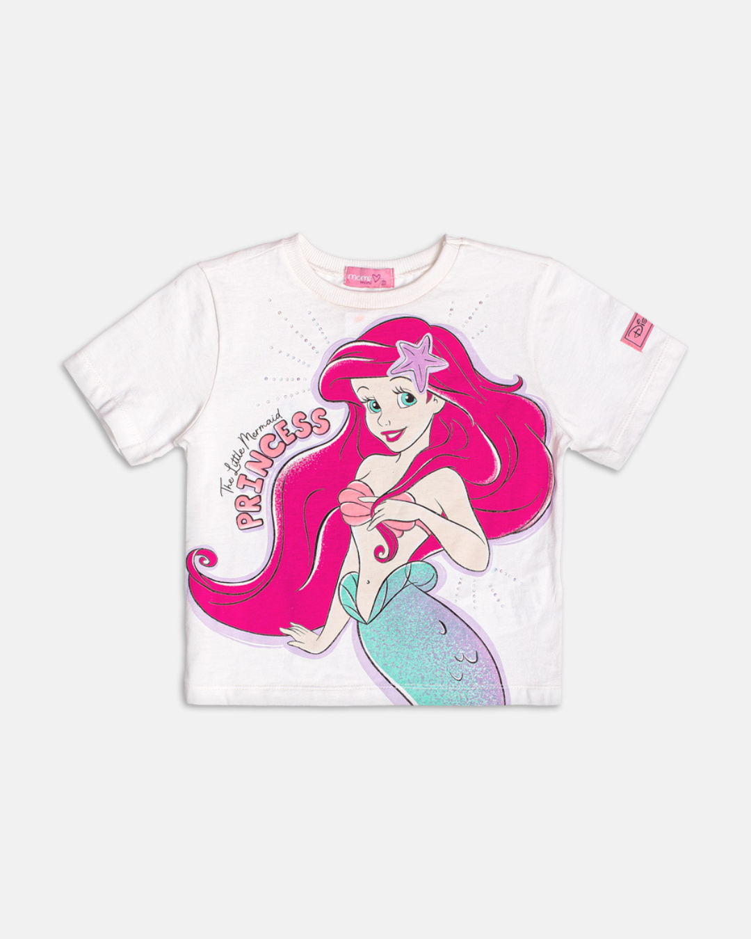 Conjunto Infantil Blusa Ariel Strass e Shorts Jeans Calda Paetês - Momi