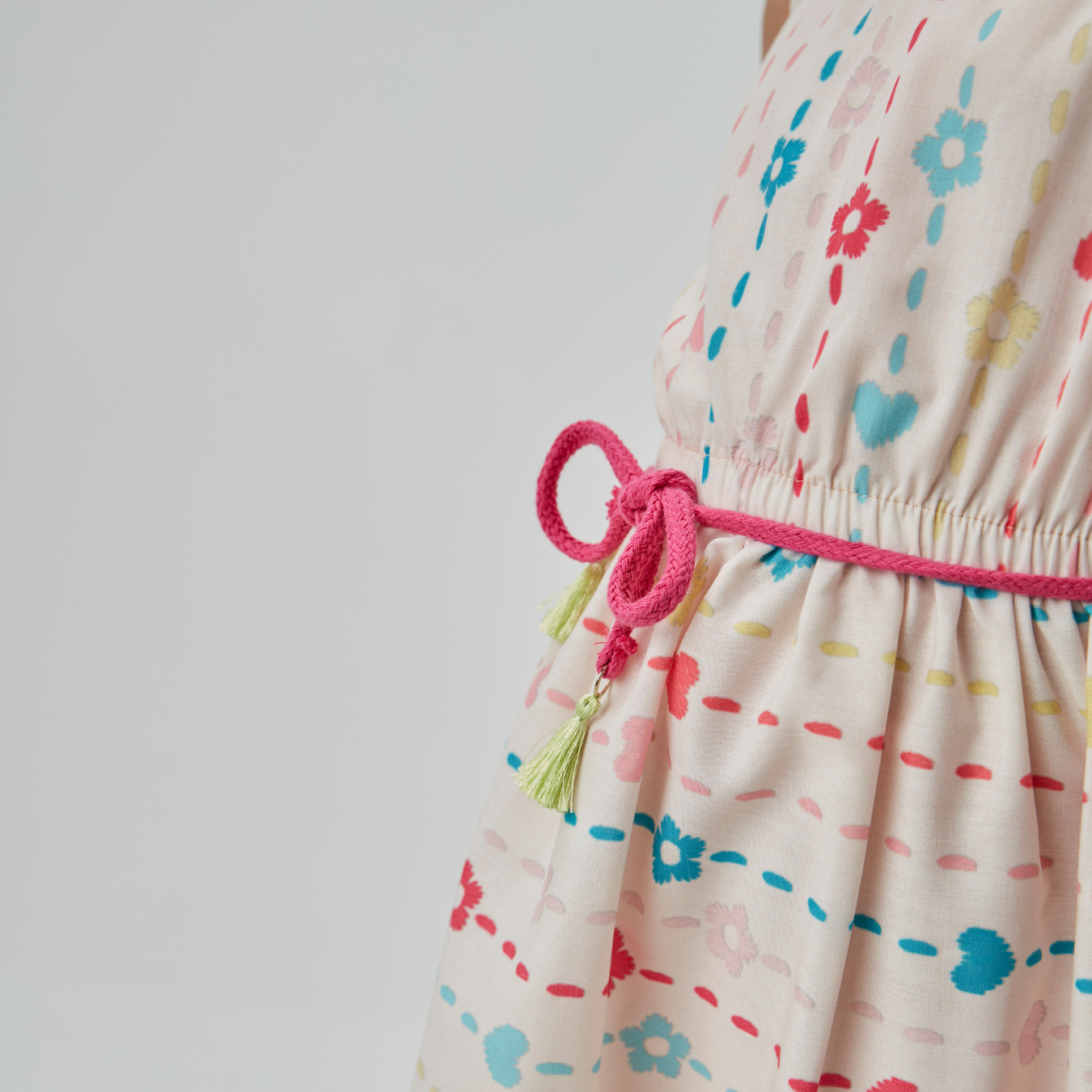 Vestido Infantil Algodão Estampado Cintinho - Beabá PRÉ-VENDA