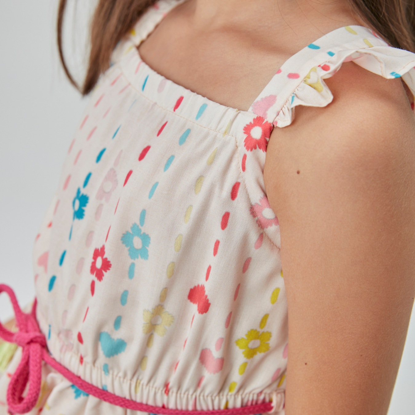 Vestido Infantil Algodão Estampado Cintinho - Beabá PRÉ-VENDA