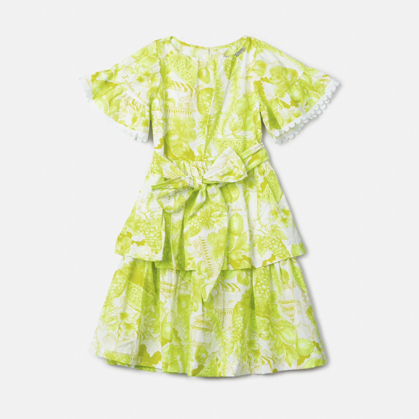 Vestido Infantil Floral Verde Melão - Animê