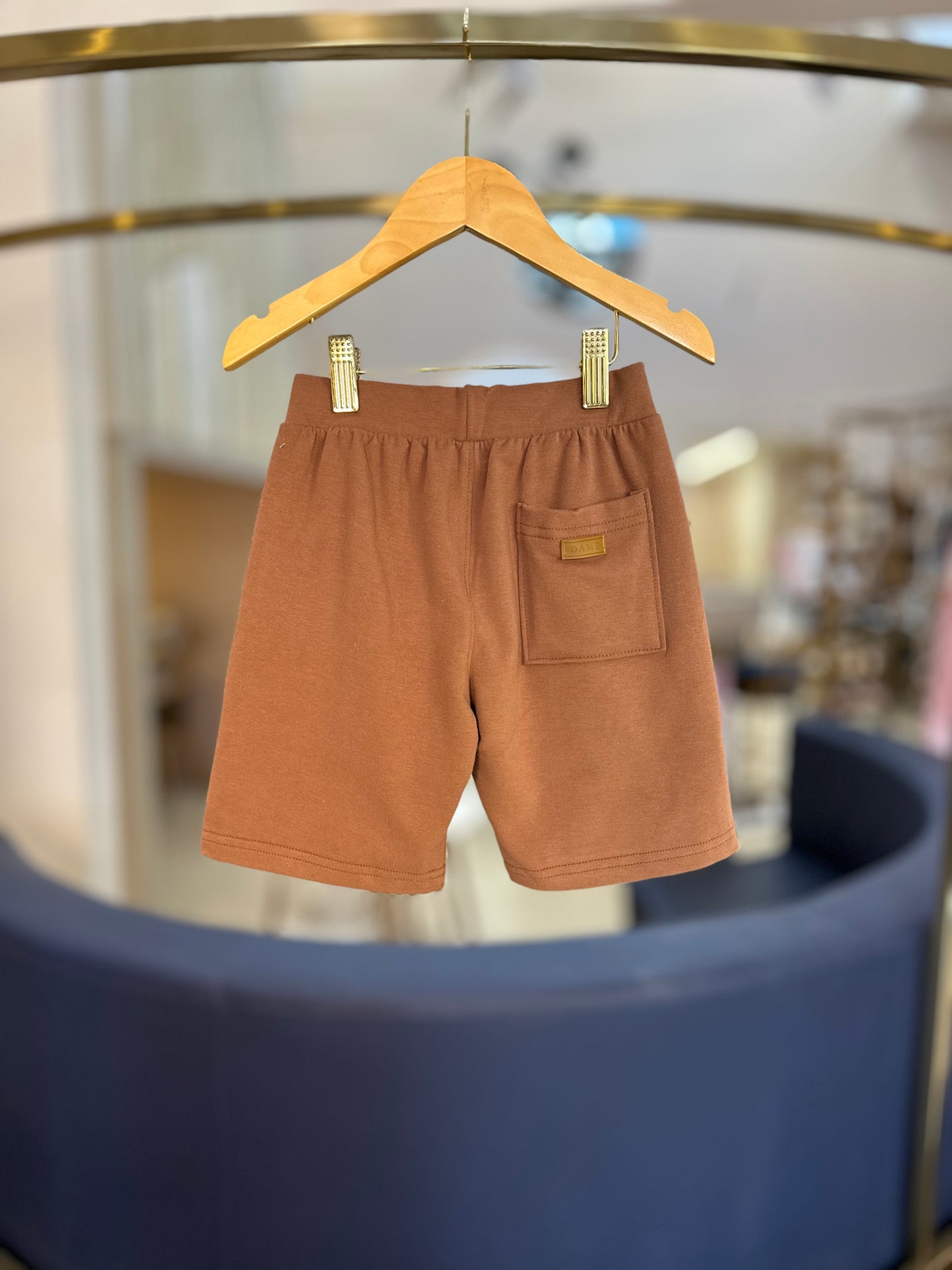 Conjunto Infantil Camiseta Teddy Fone e Bermuda Moletom Bolso Embutido Chocolate - Dame