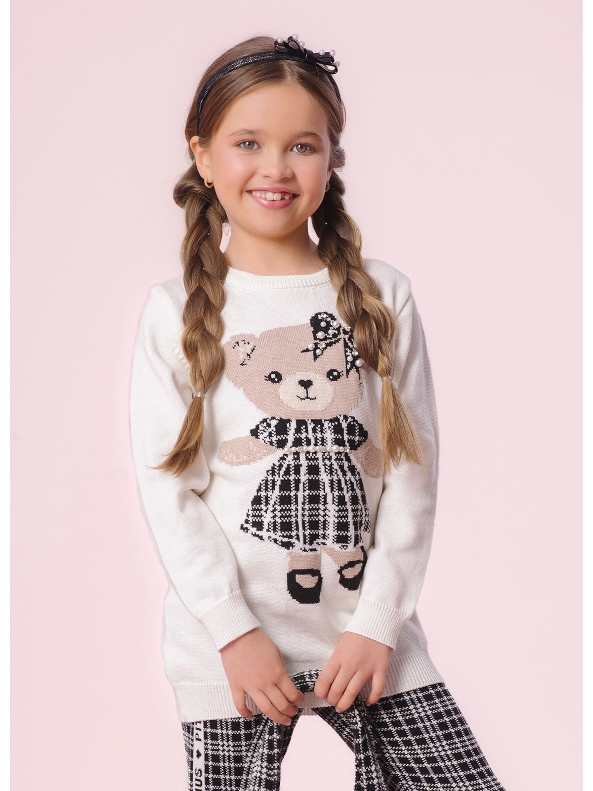 Conjunto Infantil Maxi Blusa e Legging Ursinha Xadrez - Pituchinhus PRÉ-VENDA