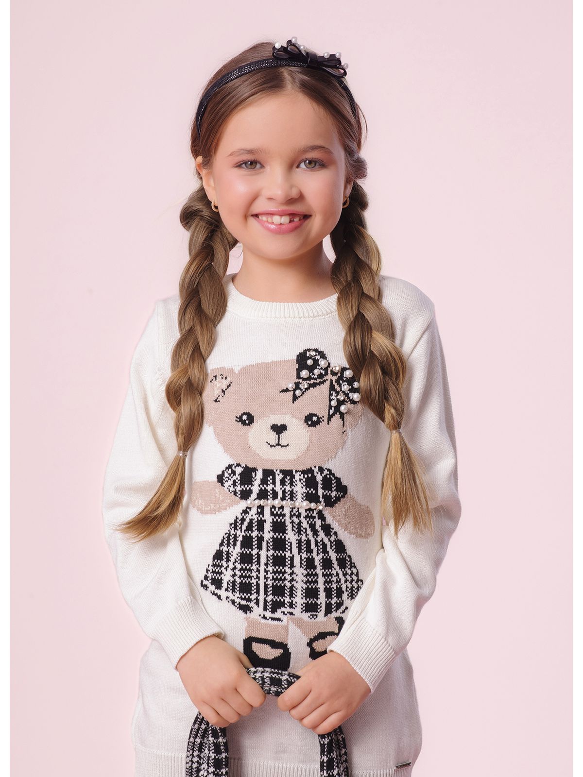Conjunto Infantil Maxi Blusa e Legging Ursinha Xadrez - Pituchinhus PRÉ-VENDA