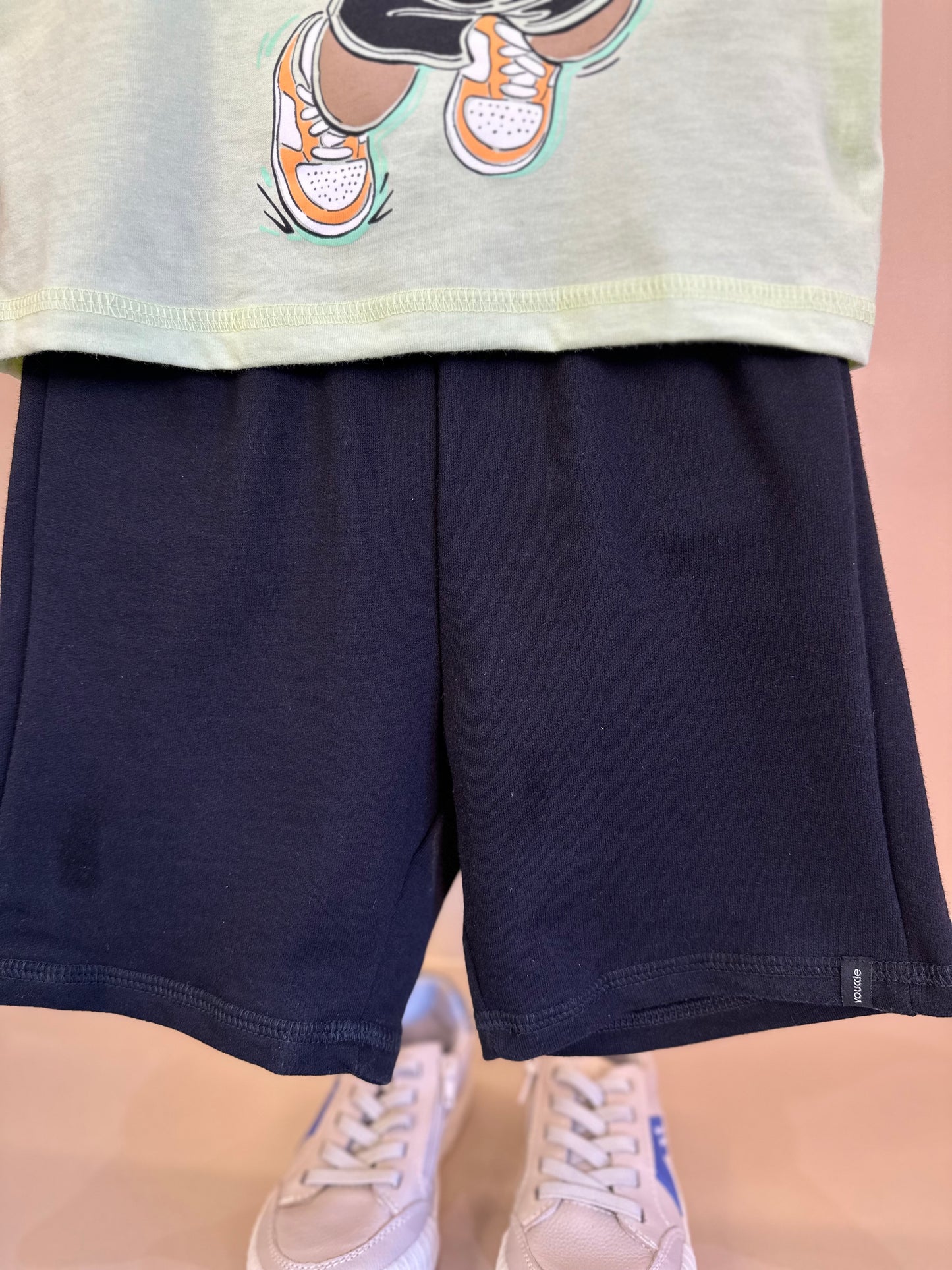 Conjunto Infantil Camiseta Ursinho Tenista e Bermuda Preta - Youccie