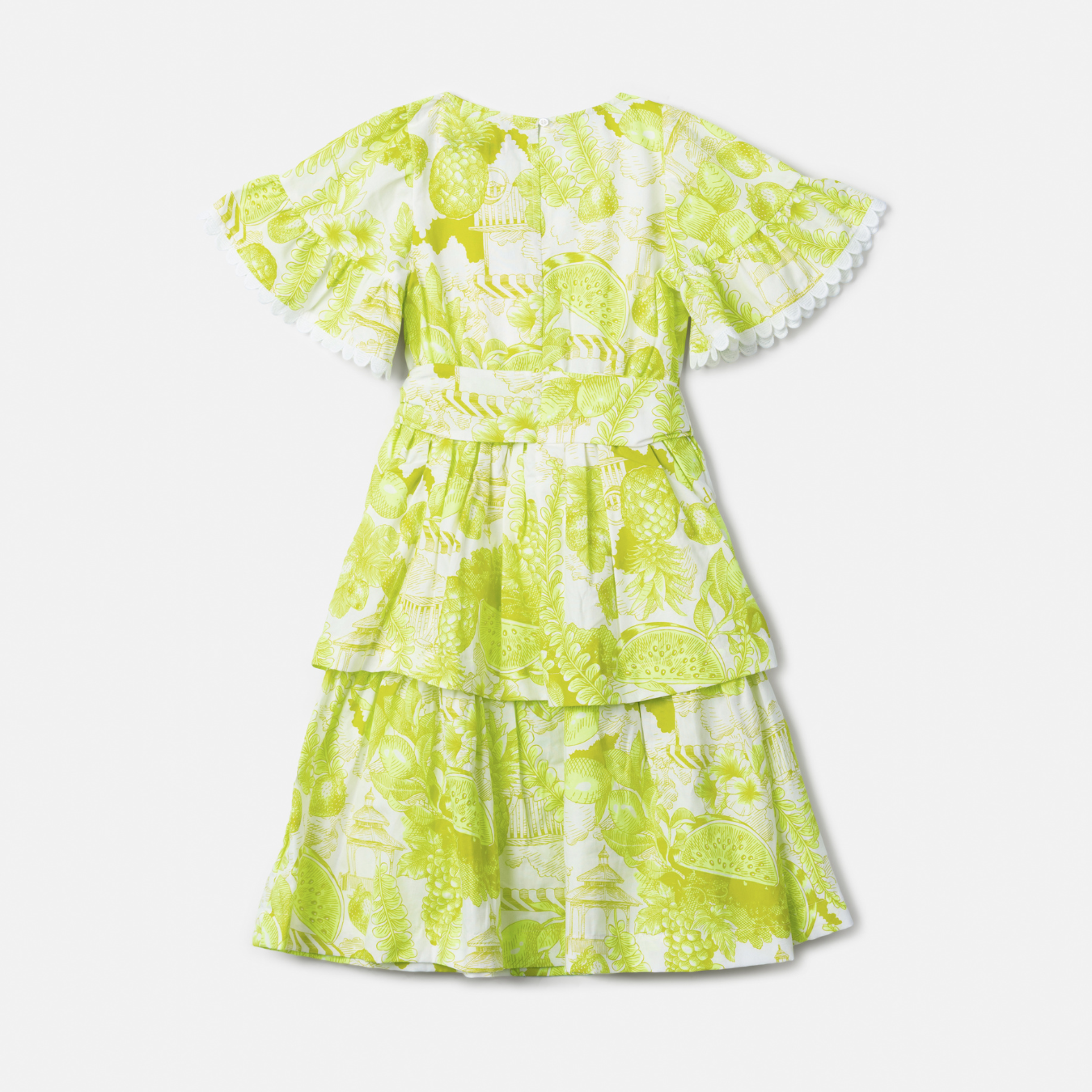 Vestido Infantil Floral Verde Melão - Animê